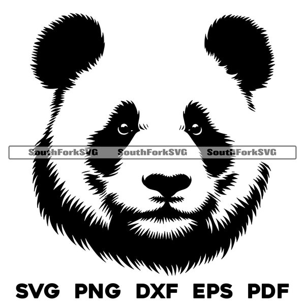 Panda Bear Head Design | svg png dxf eps pdf | vector graphics design cut print dye sub laser engrave digital files commercial use