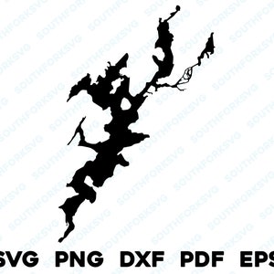 Lago Hopatcong Nueva Jersey Mapa Forma Silueta svg png dxf pdf eps vector diseño gráfico corte grabado archivo láser imagen barco lago casa