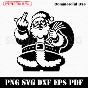 Dedo medio de Papá Noel svg png dxf eps pdf / archivos de impresión de corte de grabado láser / gráficos vectoriales clip art / descarga instantánea para uso comercial