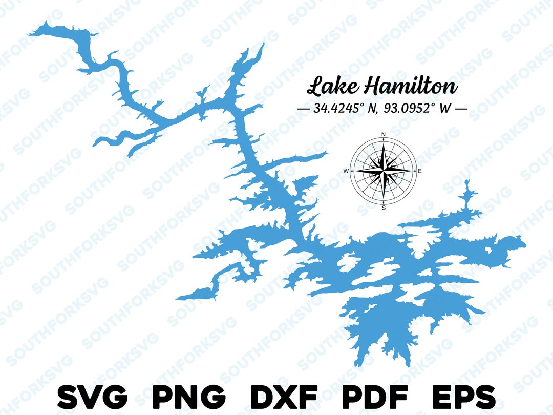 Lake Hamilton Arkansas Map Shape Silhouette Svg Png Dxf Pdf Eps Vector