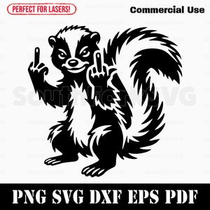 Skunk Middle Fingers svg png dxf eps pdf / grabado láser cortado archivos de impresión vector gráfico clip art / descarga instantánea uso comercial