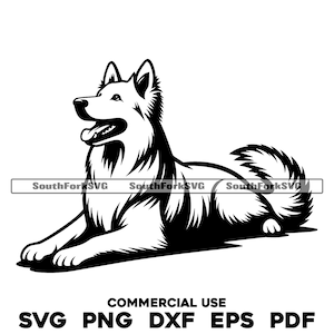 Witte Duitse herder svg png dxf eps pdf | vectorafbeelding knippen afdrukbestand laser clip art | direct digitaal downloaden voor commercieel gebruik