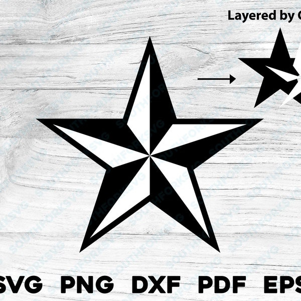 Nautical Star Layered by Color | svg png dxf eps pdf | vector graphic cut file laser clip art | instant digital download commercial use