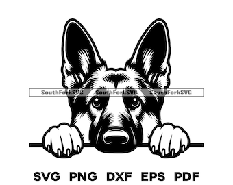 Peeking German Shepherd Head Design | svg png dxf eps pdf | vector graphic cut file laser clip art | instant digital download commercial use
