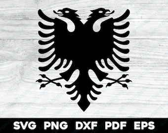 Albania Flag Crest Double Headed Eagle | svg png dxf eps pdf | vector graphic design cut print dye sub cnc laser files