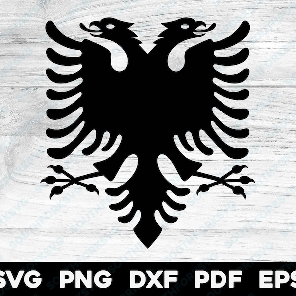 Albania Flag Crest Double Headed Eagle | svg png dxf eps pdf | vector graphic design cut print dye sub cnc laser files