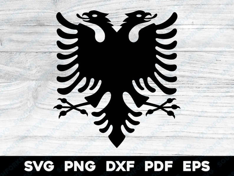 Albania Flag Crest Double Headed Eagle svg png dxf eps pdf vector graphic design cut print dye sub cnc laser files image 1