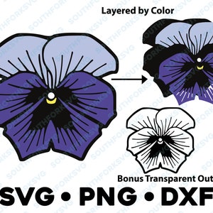 Stiefmütterchen Blume SVG PNG DXF Farbschnittdatei Silhouette Cameo Blumenmuster Botanische Illustration Garten Herbst Herbst Pflanzen