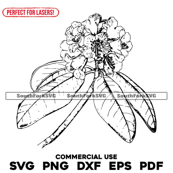 Laser Engrave Files Rhododendron svg png dxf eps pdf | graphic design cut print dye sub engrave cnc files commercial use