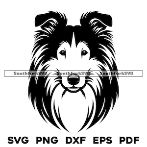 Collie Dog Head Design | svg png dxf eps pdf | vector graphic cut file laser clip art | instant digital download commercial use