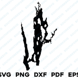 Quabbin Reservoir Massachusetts Mapa Forma Silueta svg png dxf pdf eps vector diseño gráfico corte grabado archivo láser imagen barco lago casa