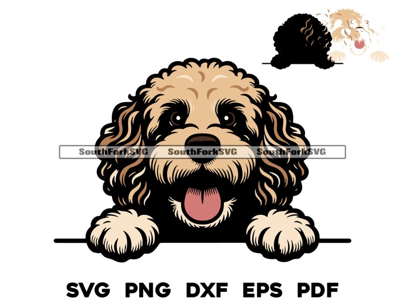 Peeking Cockapoo Dog Head Layered by Color Design | Svg Png Dxf Eps Pdf ...