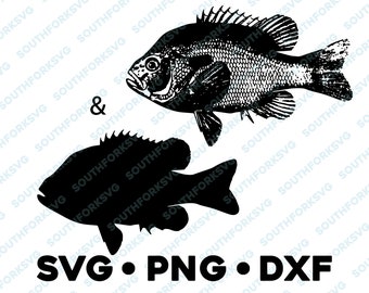 Long Ear Bluegill Panfish Sunfish SVG PNG DXF vector transparent  cameo silhouette cut file vinyl decal fishing outdoors bass pike