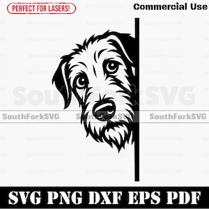 Peering Peeking Irish Wolfhound Dog svg png dxf eps pdf | vector graphic cut file laser clip art instant digital download commercial use