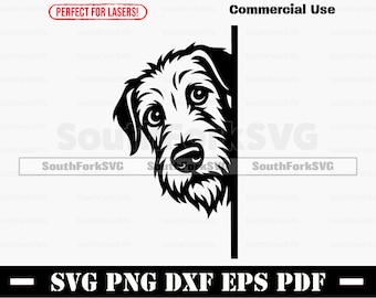Peering Peeking Irish Wolfhound Dog svg png dxf eps pdf | vector graphic cut file laser clip art instant digital download commercial use
