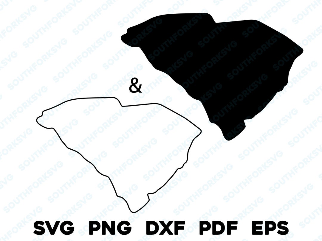 Simple South Carolina State Silhouette & Outline Shapes Svg Png Dxf Pdf ...