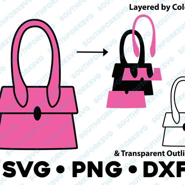 Purse Handbag Coinpurse SVG PNG DXF Layered by Color Cut File Clip Art Vector Graphic cute Icon mini purse makeup clothing