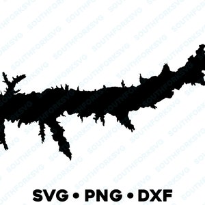 Enid Lake Mississippi Mapa Forma Silueta SVG PNG DXF diseño gráfico vectorial grabado grabado imagen de archivo láser en barco casa del lago