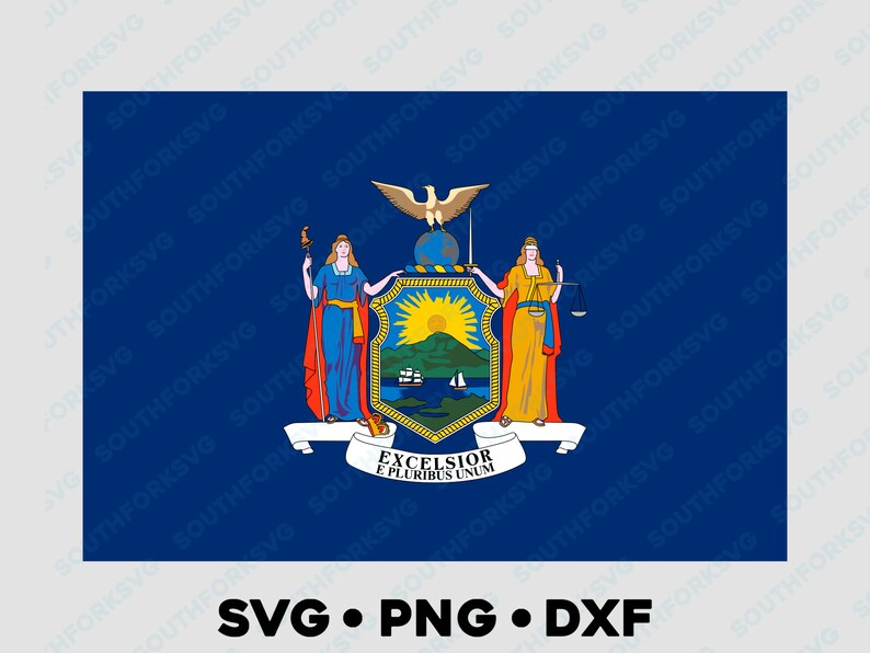 New York State Flag Svg Png Dxf Vector Graphic Design Digital Etsy