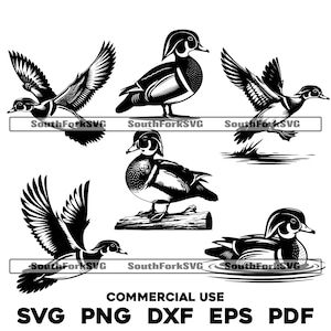 Pacote de pato-madeira svg png dxf eps pdf | design gráfico vetorial corte impressão sublimação de tinta gravação a laser cnc arquivos digitais uso comercial