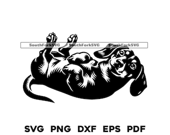 Dachshund Weiner Dog Laying On Its Back svg png dxf eps pdf vector graphic cut file laser clip art | instant digital download commercial use