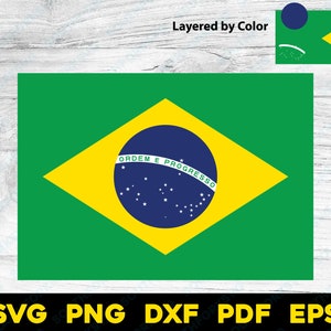 Vlag van Brazilië, gelaagd op kleur | svg png dxf eps pdf | vector grafisch ontwerp digitaal bestand Zuid-Amerika natie patriottisch wereldreizen