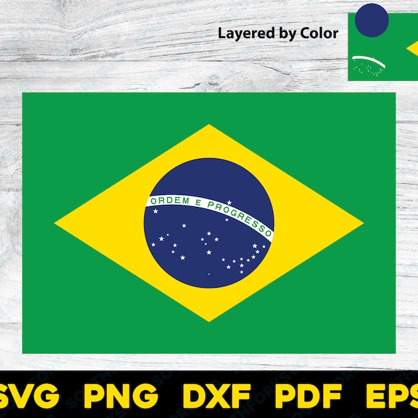 Brazil Country Flag Layered by Color | svg png dxf eps pdf | vector graphic design digital file South America nation patriotic world travel