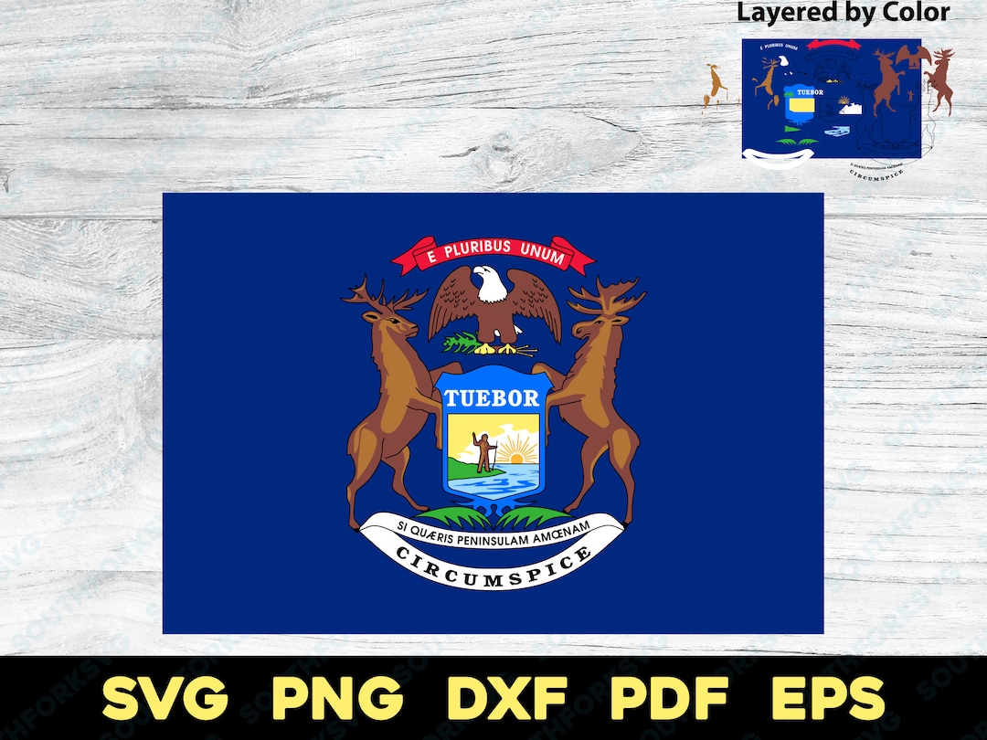 Michigan State Flag Svg Png Dxf Eps Pdf Vector Graphic Design Cut Print ...
