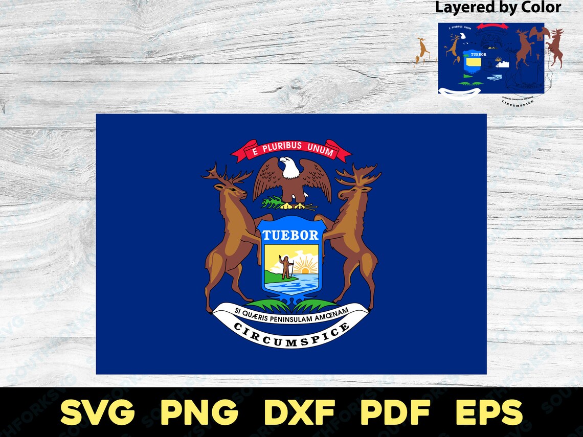 Michigan State Flag Svg Png Dxf Eps Pdf Vector Graphic Design Cut Print ...