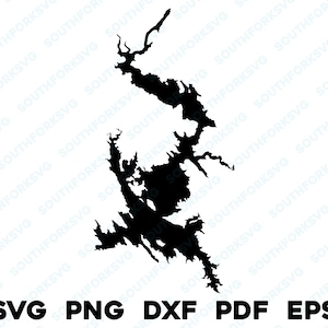 Don Pedro Reservoir Lake California Map Shape Silhouette svg png dxf pdf eps vector graphic design cut engraving laser file boating lake