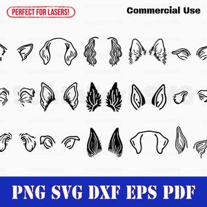Dog Ears Bundle svg png dxf eps pdf | vector graphic cut print dye sub laser engrave clip art commercial use