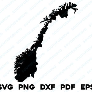 Noruega País Silhueta & Contorno Formas svg png dxf pdf eps vetor gráfico design corte gravar laser arquivo imagem mapa Europa