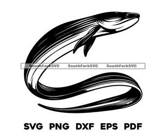 Freshwater Eel Design | svg png dxf eps pdf transparent vector graphic design cut print dye sub laser engrave files commercial use