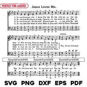 Jesus Loves Me This I Know hymne partition svg png dxf eps pdf gravure laser fichiers conception graphique téléchargement numérique utilisation commerciale
