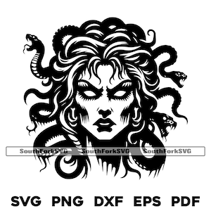 Medusa Gorgon svg png dxf eps pdf / progettazione grafica vettoriale trasparente taglio stampa colorante sub laser incide file uso commerciale