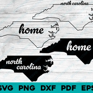 North Carolina State Outline + Silhouette Script Bundle | svg png dxf eps pdf vector graphic design cut print dye sub laser cnc digital file