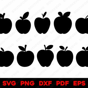 Apfel-Silhouetten-Bundle 1 | svg png dxf eps pdf | Vektorgrafik-Design Ausschneiden Drucken Laser gravieren Dateien digitaler Download Kommerzielle Nutzung