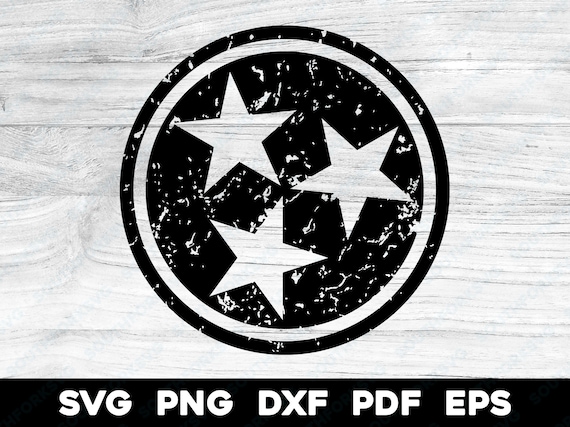 Tennessee Tri-star Distressed Black Transparent | Svg Png