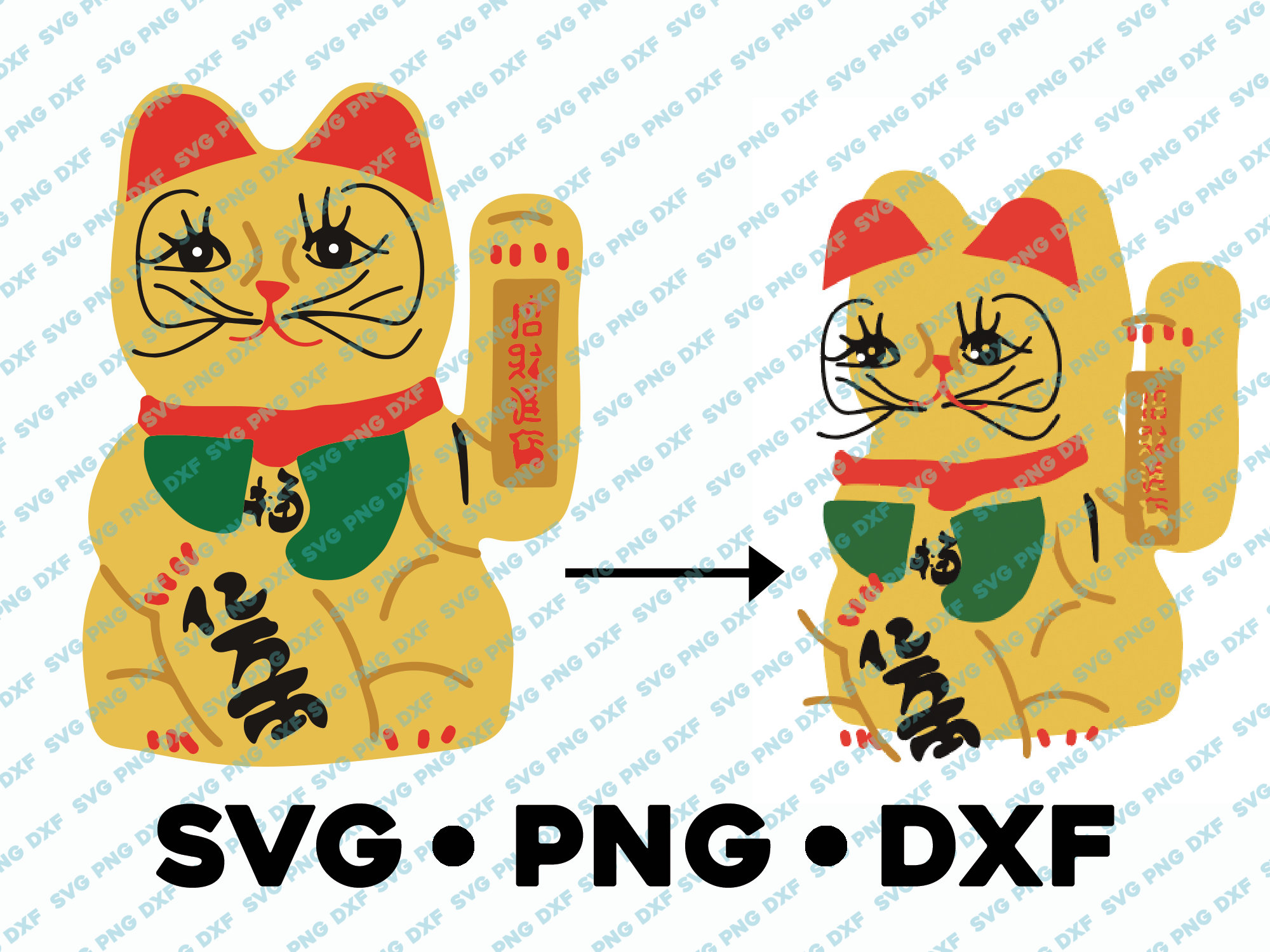 Lucky Cat SVG PNG DXF Layered by Color Cut File for Cricut | Etsy