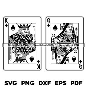 King & Queen of Diamonds Playing Cards | svg png dxf eps pdf | transparent vector graphic design cut print dye sub laser engrave files