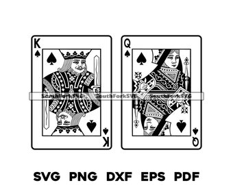 King & Queen of Diamonds Playing Cards | svg png dxf eps pdf | transparent vector graphic design cut print dye sub laser engrave files