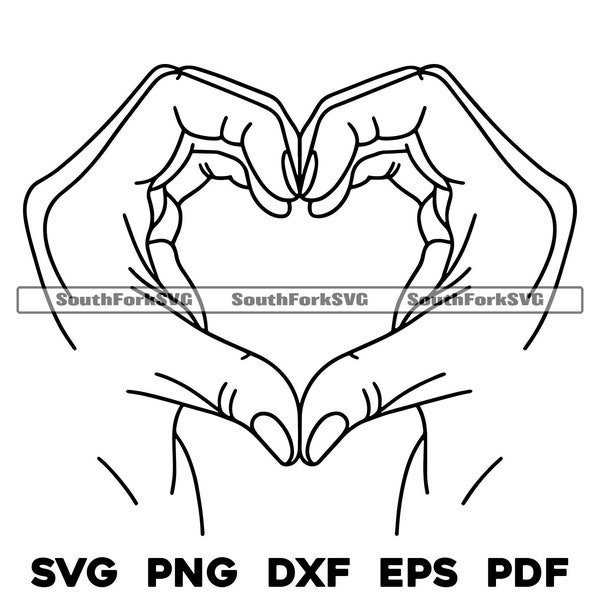 Hand Heart Simple Minimal Line Art svg png dxf eps pdf | vector graphic cut file laser clip art | instant digital download commercial use