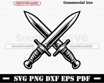 Crossed Daggers svg png dxf pdf eps | Cut Print Laser Digital File | Instant Download Commercial Use