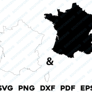 Frankreich Land Silhouette & Umriss Formen svg png dxf pdf eps Vektorgrafik Design Cut Gravur Laserdatei Bild Formen Karte Europa Französisch