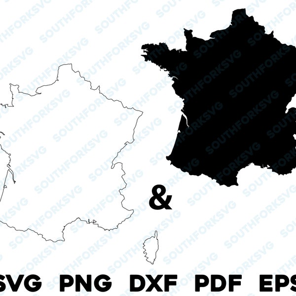 France Country Silhouette & Outline Shapes svg png dxf pdf eps vector graphic design cut engraving laser file image shapes map Europe French