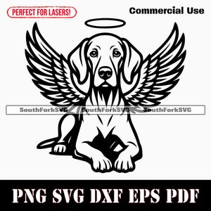 Alas de ángel y halo de perro Vizsla, SVG, PNG, DXF, EPS, PDF/archivo gráfico vectorial, corte láser, descarga digital instantánea, uso comercial