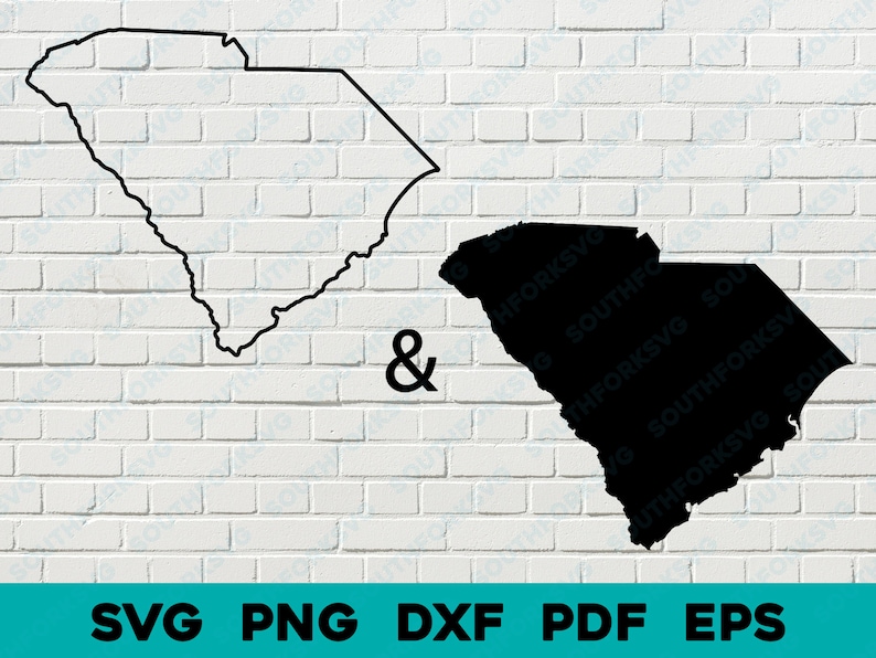 South Carolina State Silhouette & Outline Shapes Svg Png Dxf - Etsy