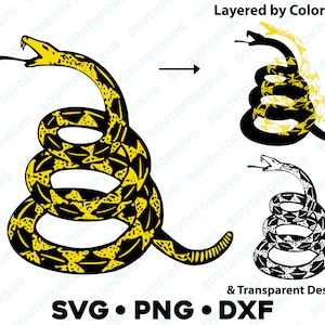 Don&#39;t Tread On Me Gadsden Flag Rattlesnake only svg png dxf vector graphic design cut digital file Red White Blue Freedom Patriot