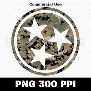 Tennessee Tri Star Digital Woodland Camo PNG-bestand | Grafisch ontwerp Instant Download kleurstofsublimatie Print Clip Art commercieel gebruik