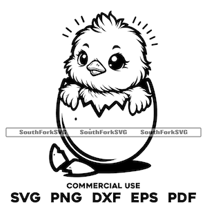 Uitgekomen babykuiken van ei-ontwerp | svg png dxf eps pdf | vectorafbeelding snijbestand laserclipart | direct digitaal downloaden voor commercieel gebruik